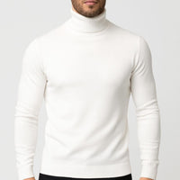 Matthias | Herren Klassischer Langärmliger Rollkragenpullover - Weiß