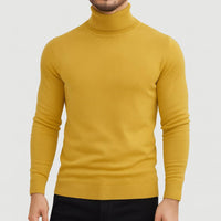 Matthias | Herren Klassischer Langärmliger Rollkragenpullover - Hellgelb