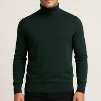 Matthias | Herren Klassischer Langärmliger Rollkragenpullover - Dunkelgrün