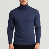 Matthias | Herren Klassischer Langärmliger Rollkragenpullover - Blau