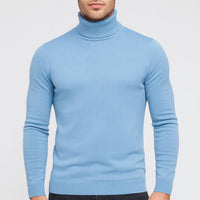 Matthias | Herren Klassischer Langärmliger Rollkragenpullover - Hellblau