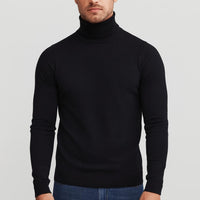 Matthias | Herren Klassischer Langärmliger Rollkragenpullover - Schwarz
