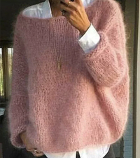 Melanie | Damen Kuscheliger Oversize Strickpullover - Rosa