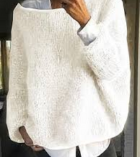 Melanie | Damen Kuscheliger Oversize Strickpullover - Weiß