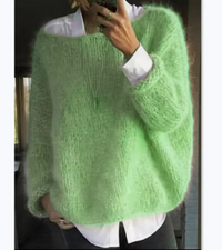 Melanie | Damen Kuscheliger Oversize Strickpullover - Grün