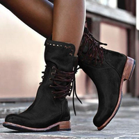 Melanie | Damen Niedrigem Blockabsatz Orthopädische Stiefel - Schwarz