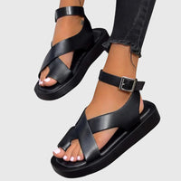 Melinda | Damen Verstellbare Riemchen Sandalen - Schwarz