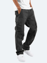 Jay | Herren Cargo-Hosen mit Taschen und Kordelzug - Schwarz
