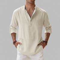 Herren Sommerhemd Lockeres Kurzarm Shirt Freizeit - Beige