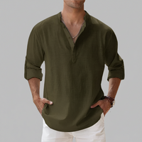 Herren Sommerhemd Lockeres Kurzarm Shirt Freizeit - Dunkelgrün