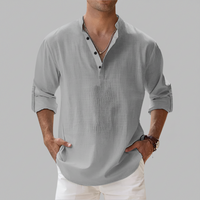 Herren Sommerhemd Lockeres Kurzarm Shirt Freizeit - Grau