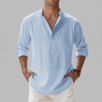 Herren Sommerhemd Lockeres Kurzarm Shirt Freizeit - Hellblau
