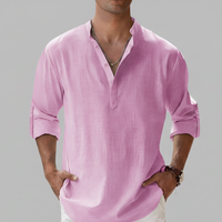 Herren Sommerhemd Lockeres Kurzarm Shirt Freizeit - Pink