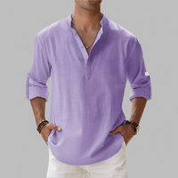 Herren Sommerhemd Lockeres Kurzarm Shirt Freizeit - Lila