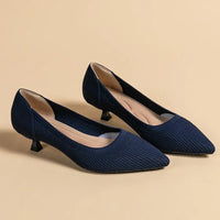 Solvei | Damen Kitten Heel Pumps Spitze Zehenpartie - Blau