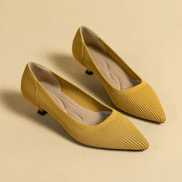 Solvei | Damen Kitten Heel Pumps Spitze Zehenpartie - Gelb