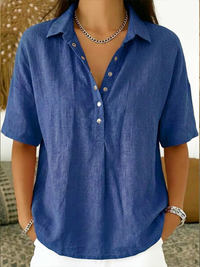 Merle | Klassische Hemdkragen Bluse - Blau