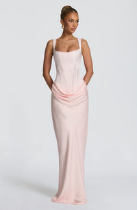 Mia | Damen Formelles Drapiertes Maxi Abendkleid - Rosa