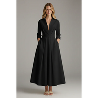 Mila | Damen Elegantes Ausgestelltes Hemdkleid - Schwarz