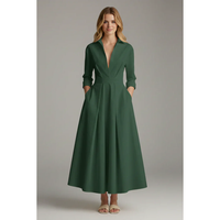 Mila | Damen Elegantes Ausgestelltes Hemdkleid - Grün