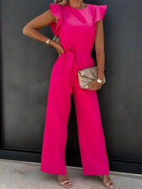 Milena | Damen Overall mit Gürtel und Flügelärmel - Rosa
