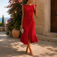 Mirela | Weites Midikleid für Hochzeiten - Dunkellila