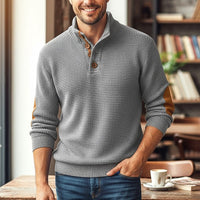 Sebastian | Herren Langarmpullover mit Knöpfen - Grau