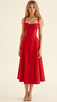 Kiana | Damen Maßgeschneidertes Kleid – Strukturiertes Tailored Kleid - Red