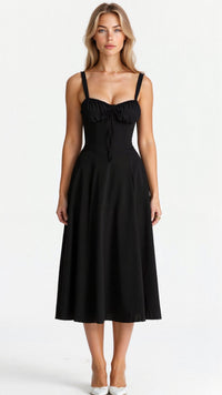 Kiana | Damen Maßgeschneidertes Kleid – Strukturiertes Tailored Kleid - Black