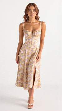 Kiana | Damen Maßgeschneidertes Kleid – Strukturiertes Tailored Kleid - Yellow