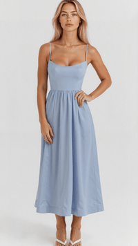 Tanja | Damen Klassisches A-Linien Kleid Mit Spaghettiträgern - Hell Blau