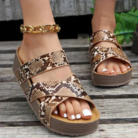 Martine - Damen Orthopädische Ledersandalen mit Riemen - Schlangenmuster