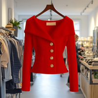 Nele | Feminine Wandelbare Strickjacke - Rot
