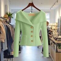 Nele | Feminine Wandelbare Strickjacke - Grün