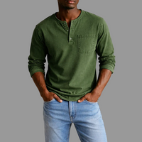 Sebastian | Herren Casual Henley Langarmshirt - Armeegrün