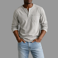 Sebastian | Herren Casual Henley Langarmshirt - Beige