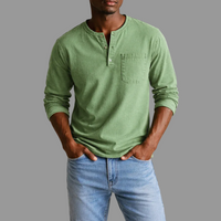 Sebastian | Herren Casual Henley Langarmshirt - Grün