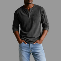 Sebastian | Herren Casual Henley Langarmshirt - Schwarz
