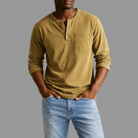 Sebastian | Herren Casual Henley Langarmshirt - Khaki