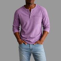 Sebastian | Herren Casual Henley Langarmshirt - Lila