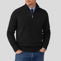 Noah | Herren Klassischer Stehkragen Cardigan - Schwarz