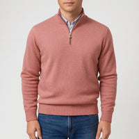 Noah | Herren Klassischer Stehkragen Cardigan - Rosa