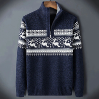 Noah | Herren Strick Pullover mit Half-Zip - Blau