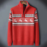 Noah | Herren Strick Pullover mit Half-Zip - Rot