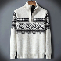 Noah | Herren Strick Pullover mit Half-Zip - Weiß