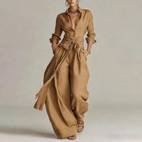 Octavia | Damen Koordinierten Set mit Hemdbluse - Khaki
