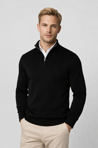 Oliver | Herren Halbzip Strickpullover - Schwarz