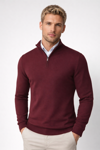Oliver | Herren Halbzip Strickpullover - Rot