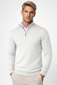 Oliver | Herren Halbzip Strickpullover - Weiß