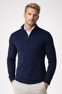 Oliver | Herren Halbzip Strickpullover - Blau